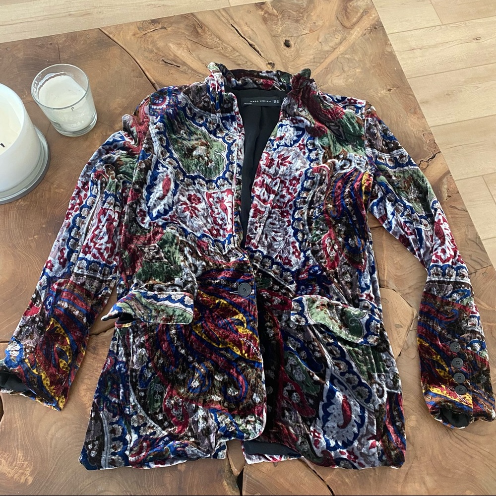 Zara Velvet Paisley Blazer